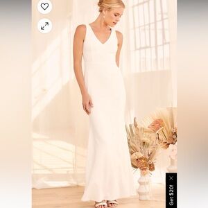 Lulus Into Your Heart White Button Back Mermaid Maxi Dress